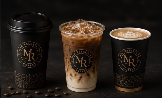 Mad Reserve Co. branded coffee cups